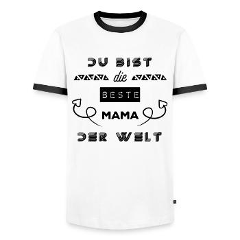 Du bist die beste mama der Welt - Männer Kontrast-T-Shirt - Weiß/Schwarz - Vorne - AI Model Female 172 light (172cm) & AI Model Male 178 dark (178cm)