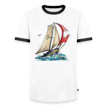 yacht - T-shirt contrasté Homme - blanc/noir - Devant - AI Model Female 172 light (172cm) & AI Model Male 178 dark (178cm)