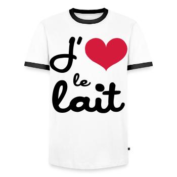 J'aime le lait - Bébé - T-shirt contrasté Homme - blanc/noir - Devant - AI Model Female 172 light (172cm) & AI Model Male 178 dark (178cm)