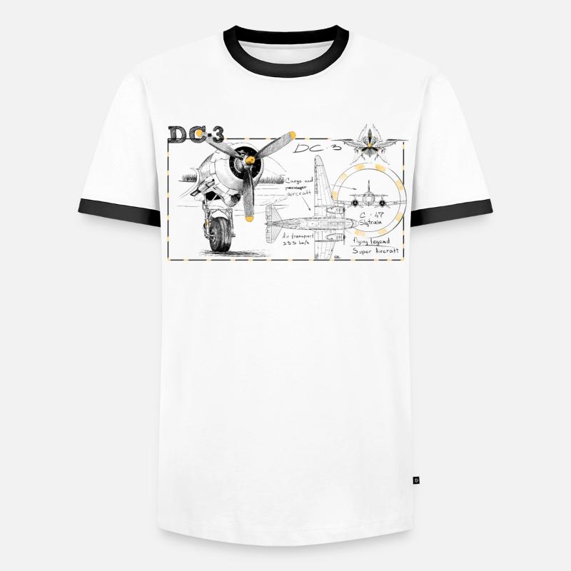 DC-3 - Männer Kontrast-T-Shirt - Weiß/Schwarz
