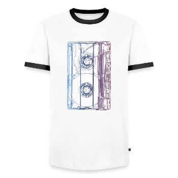 Vintage cassette - Men's Ringer Shirt - white/black - Front - AI Model Female 172 light (172cm) & AI Model Male 178 dark (178cm)