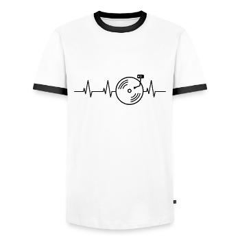 DJ - Men's Ringer Shirt - white/black - Front - AI Model Female 172 light (172cm) & AI Model Male 178 dark (178cm)