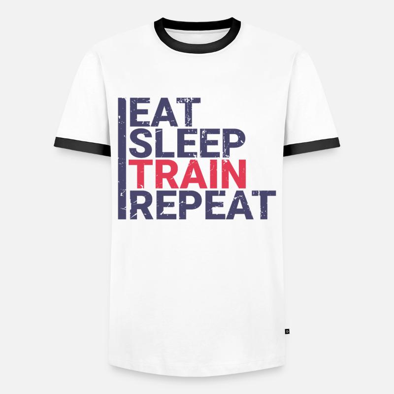 Eat Sleep Train Repeat - Men's Ringer Shirt - white/black