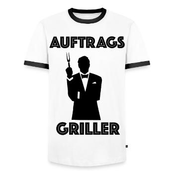 Auftragsgriller Griller Grillmeister Geschenk - Männer Kontrast-T-Shirt - Weiß/Schwarz - Vorne - AI Model Female 172 light (172cm) & AI Model Male 178 dark (178cm)