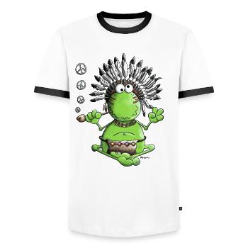 Peace Frosch - Männer Kontrast-T-Shirt - Weiß/Schwarz - Vorne - AI Model Female 172 light (172cm) & AI Model Male 178 dark (178cm)