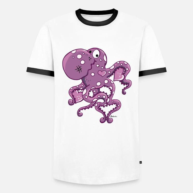 Amorous Octopus - Men's Ringer Shirt - white/black