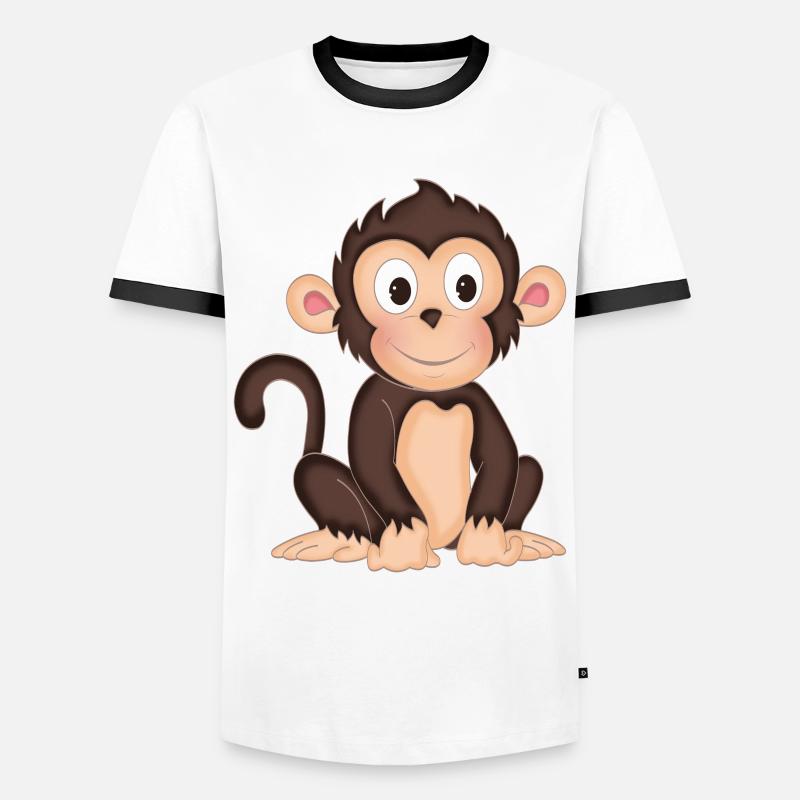 Monkey - cute monkey - design - Men's Ringer Shirt - white/black