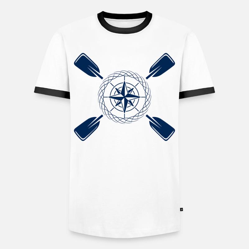 Paddle & Compass - Men's Ringer Shirt - white/black