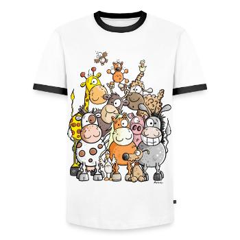 Tas géant de l'animal - T-shirt contrasté Homme - blanc/noir - Devant - AI Model Female 172 light (172cm) & AI Model Male 178 dark (178cm)