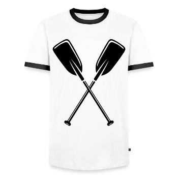 2 pagaies - T-shirt contrasté Homme - blanc/noir - Devant - AI Model Female 172 light (172cm) & AI Model Male 178 dark (178cm)