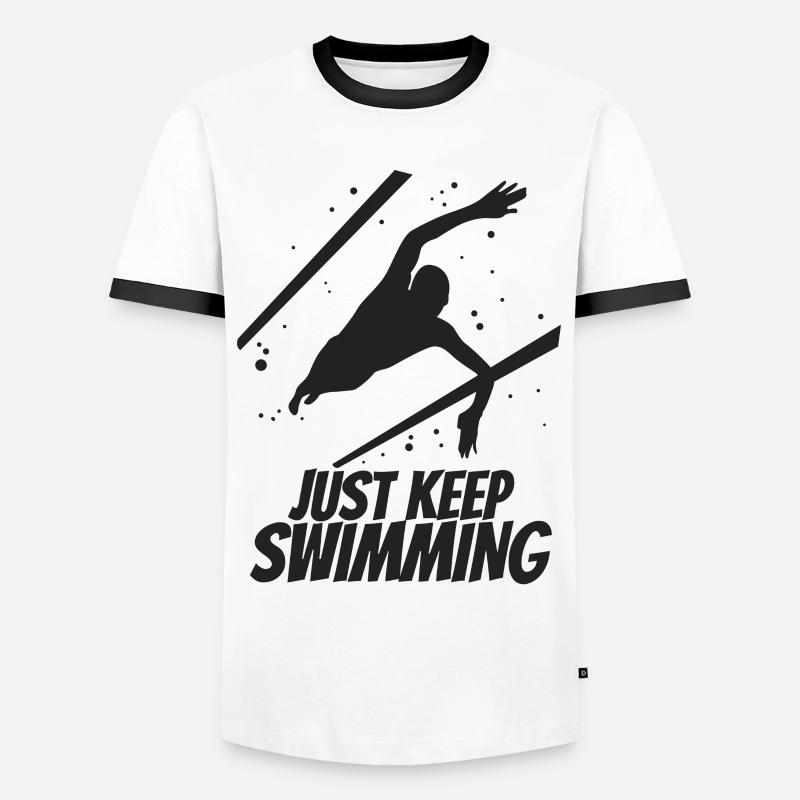 Just Keep Swimming - Men's Ringer Shirt - white/black