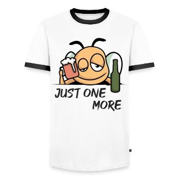 Just One More - Men's Ringer Shirt - white/black - Front - AI Model Female 172 light (172cm) & AI Model Male 178 dark (178cm)