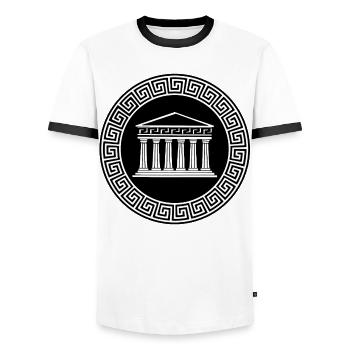 Antiker Tempel - Männer Kontrast-T-Shirt - Weiß/Schwarz - Vorne - AI Model Female 172 light (172cm) & AI Model Male 178 dark (178cm)