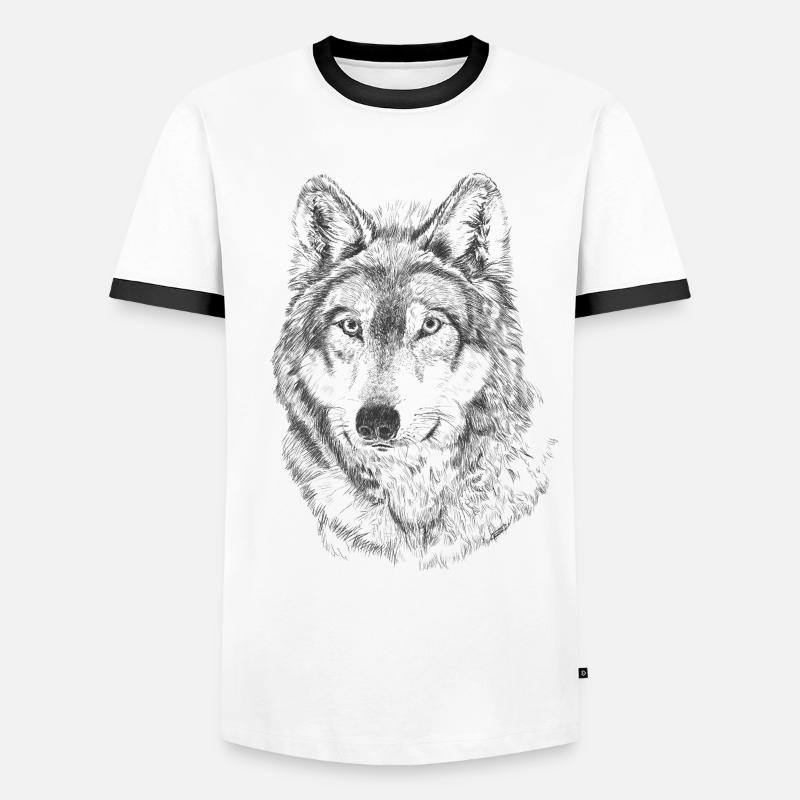 Wolf - Männer Kontrast-T-Shirt - Weiß/Schwarz