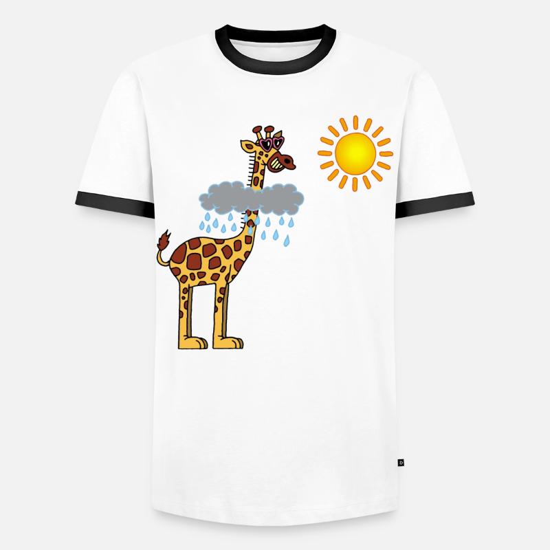 Giraffe and sun - Men's Ringer Shirt - white/black