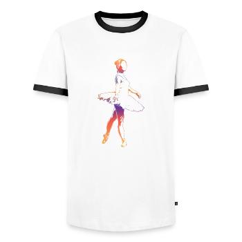 Ballet dance - Men's Ringer Shirt - white/black - Front - AI Model Female 172 light (172cm) & AI Model Male 178 dark (178cm)