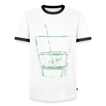 Grünes Glas mit Strohhalm Sketch - Männer Kontrast-T-Shirt - Weiß/Schwarz - Vorne - AI Model Female 172 light (172cm) & AI Model Male 178 dark (178cm)
