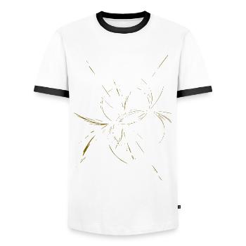 Goldene Linienkaskade - Männer Kontrast-T-Shirt - Weiß/Schwarz - Vorne - AI Model Female 172 light (172cm) & AI Model Male 178 dark (178cm)