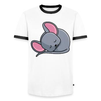 Sleeping mouse - design - Men's Ringer Shirt - white/black - Front - AI Model Female 172 light (172cm) & AI Model Male 178 dark (178cm)