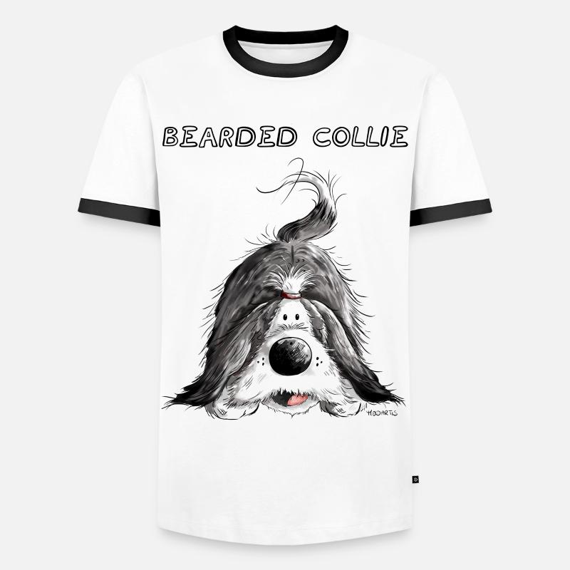 Playing Bearded Collie - Men's Ringer Shirt - white/black