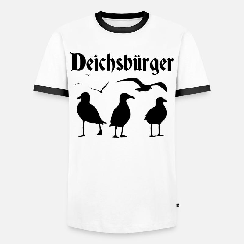 Deichsbürger - Männer Kontrast-T-Shirt - Weiß/Schwarz