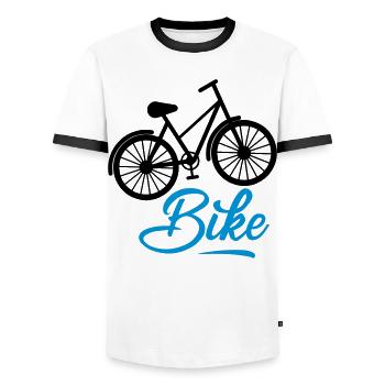 bicycle - Men's Ringer Shirt - white/black - Front - AI Model Female 172 light (172cm) & AI Model Male 178 dark (178cm)