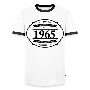 All original parts 1965 - Men's Ringer Shirt - white/black - Front - AI Model Female 172 light (172cm) & AI Model Male 178 dark (178cm)