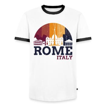 Rome - Italy - Men's Ringer Shirt - white/black - Front - AI Model Female 172 light (172cm) & AI Model Male 178 dark (178cm)