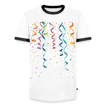 Silvester. Streamers with confetti. Party and Fun. - Men's Ringer Shirt - white/black - Front - AI Model Female 172 light (172cm) & AI Model Male 178 dark (178cm)