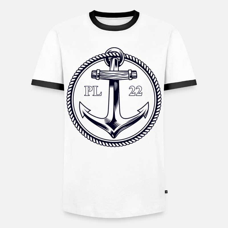 PL22 Marine Anchor - Men's Ringer Shirt - white/black