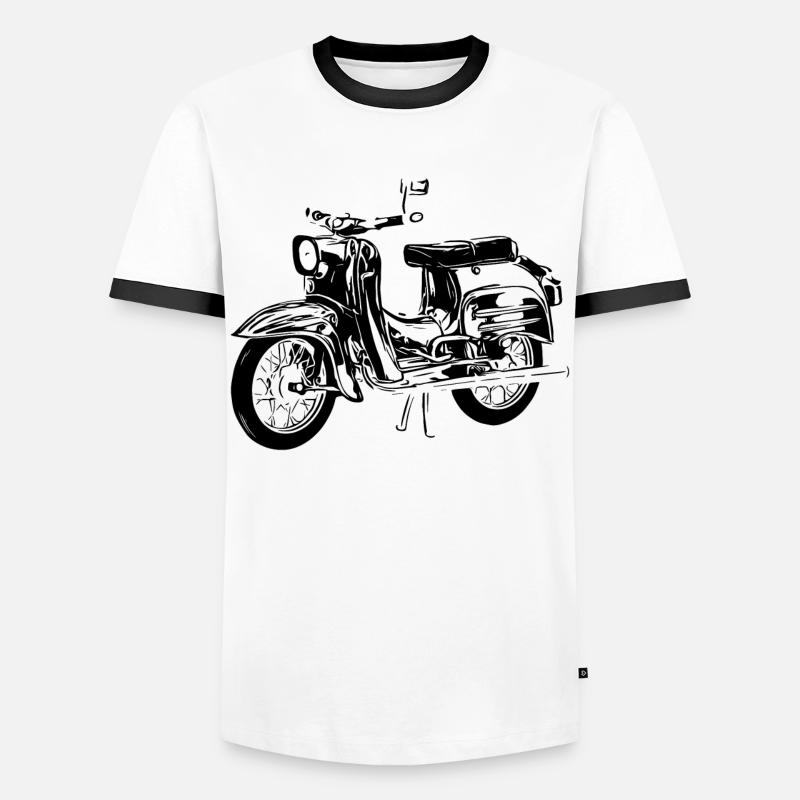 Simson Schwalbe - Männer Kontrast-T-Shirt - Weiß/Schwarz