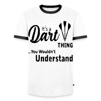 Lustiger Dart Spruch Dartscheibe Darten Geschenk - Männer Kontrast-T-Shirt - Weiß/Schwarz - Vorne - AI Model Female 172 light (172cm) & AI Model Male 178 dark (178cm)