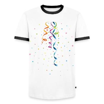 Confetti and streamers colorful party design - Men's Ringer Shirt - white/black - Front - AI Model Female 172 light (172cm) & AI Model Male 178 dark (178cm)