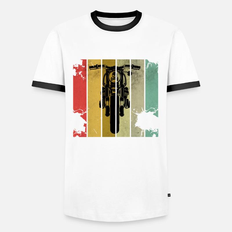 Motorcycle Biker Retro - Men's Ringer Shirt - white/black