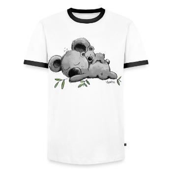 Koala mit Baby - Männer Kontrast-T-Shirt - Weiß/Schwarz - Vorne - AI Model Female 172 light (172cm) & AI Model Male 178 dark (178cm)