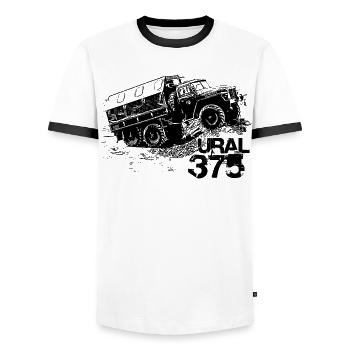 Oural 375 - T-shirt contrasté Homme - blanc/noir - Devant - AI Model Female 172 light (172cm) & AI Model Male 178 dark (178cm)
