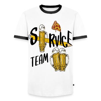 Service team beer - Men's Ringer Shirt - white/black - Front - AI Model Female 172 light (172cm) & AI Model Male 178 dark (178cm)