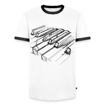 Piano Tasten - Männer Kontrast-T-Shirt - Weiß/Schwarz - Vorne - AI Model Female 172 light (172cm) & AI Model Male 178 dark (178cm)