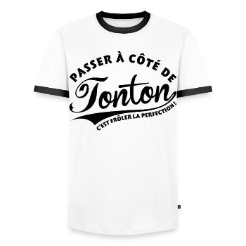 Tonton Perfection - T-shirt contrasté Homme - blanc/noir - Devant - AI Model Female 172 light (172cm) & AI Model Male 178 dark (178cm)