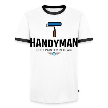 Amélioration de l'habitat - T-shirt contrasté Homme - blanc/noir - Devant - AI Model Female 172 light (172cm) & AI Model Male 178 dark (178cm)