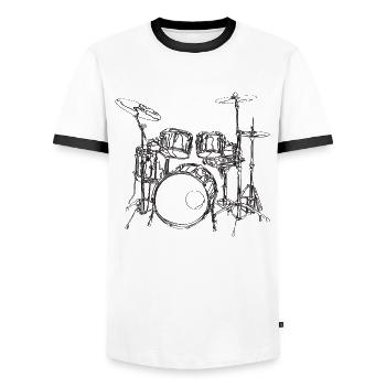 Batteur - T-shirt contrasté Homme - blanc/noir - Devant - AI Model Female 172 light (172cm) & AI Model Male 178 dark (178cm)
