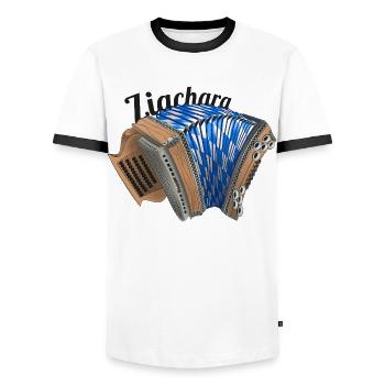 Zichara Bavaria dark | ZiachON! - Men's Ringer Shirt - white/black - Front - AI Model Female 172 light (172cm) & AI Model Male 178 dark (178cm)