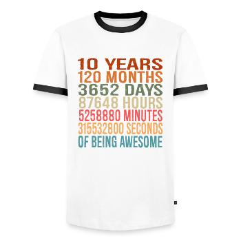 Perfect Gift For The 10th Birthday, In Time Units - Men's Ringer Shirt - white/black - Front - AI Model Female 172 light (172cm) & AI Model Male 178 dark (178cm)