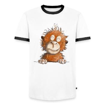 Lustiger Affe I Affenbaby I Orang Utan Baby - Männer Kontrast-T-Shirt - Weiß/Schwarz - Vorne - AI Model Female 172 light (172cm) & AI Model Male 178 dark (178cm)