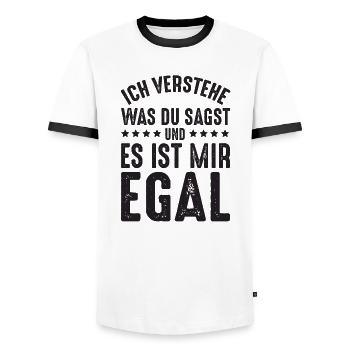 Ist mir Egal - Männer Kontrast-T-Shirt - Weiß/Schwarz - Vorne - AI Model Female 172 light (172cm) & AI Model Male 178 dark (178cm)