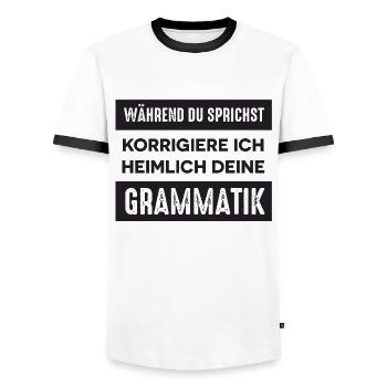 Lehrer Spruch - Männer Kontrast-T-Shirt - Weiß/Schwarz - Vorne - AI Model Female 172 light (172cm) & AI Model Male 178 dark (178cm)