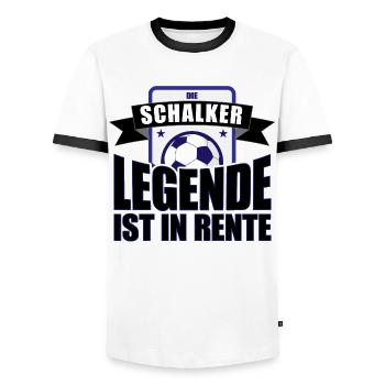 Die Schalker Legende ist in Rente | Schalke Spruch - Männer Kontrast-T-Shirt - Weiß/Schwarz - Vorne - AI Model Female 172 light (172cm) & AI Model Male 178 dark (178cm)