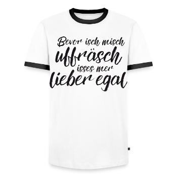 Lieber egal - Männer Kontrast-T-Shirt - Weiß/Schwarz - Vorne - AI Model Female 172 light (172cm) & AI Model Male 178 dark (178cm)