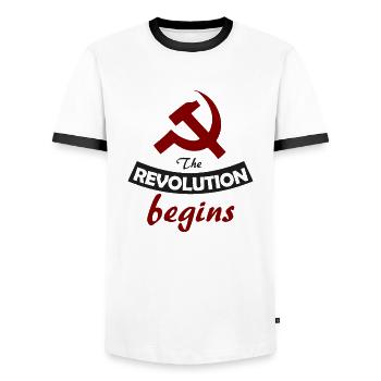 socialiste - T-shirt contrasté Homme - blanc/noir - Devant - AI Model Female 172 light (172cm) & AI Model Male 178 dark (178cm)