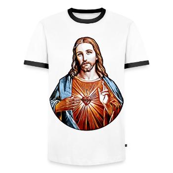 Jésus-Christ * Jésus-Christ NAZARETH Sauveur - T-shirt contrasté Homme - blanc/noir - Devant - AI Model Female 172 light (172cm) & AI Model Male 178 dark (178cm)